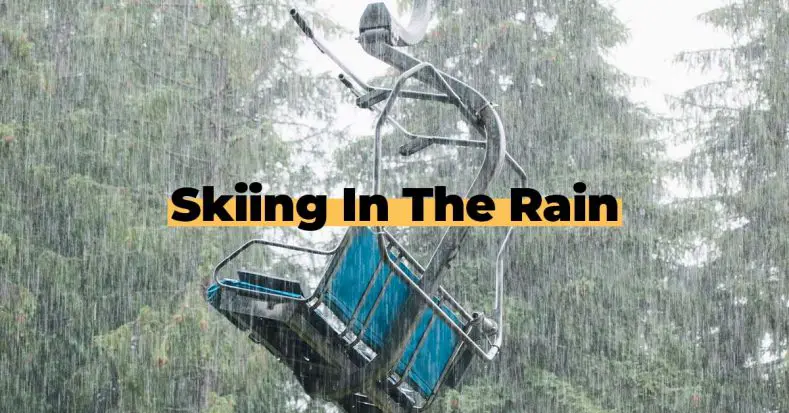 Ski chair lift in heavy rain