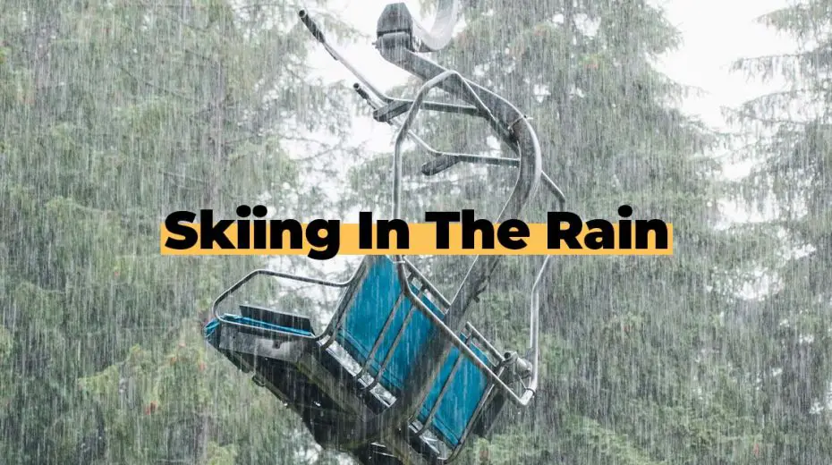 Ski chair lift in heavy rain
