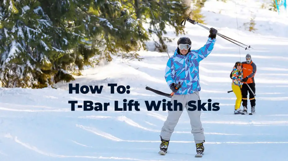 Skier showing how to ride the t-bar lift