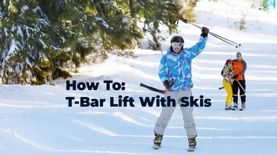 Skier showing how to ride the t-bar lift