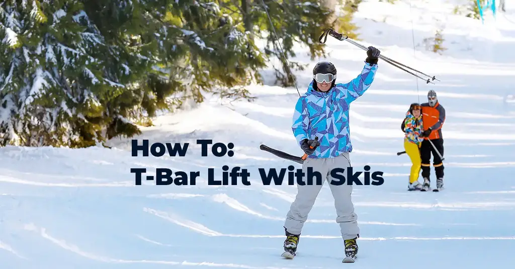 Pemain ski menunjukkan cara menaiki t-bar lift